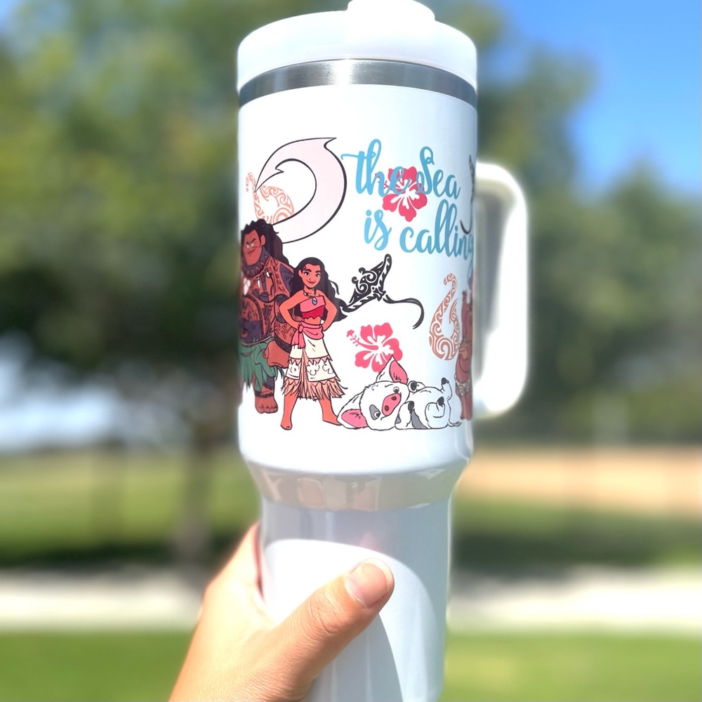 Custom 40 oz Tumbler Walt Disney Moana Maui Heihei Pig Pua Brand new dou… - Picture 4 of 8